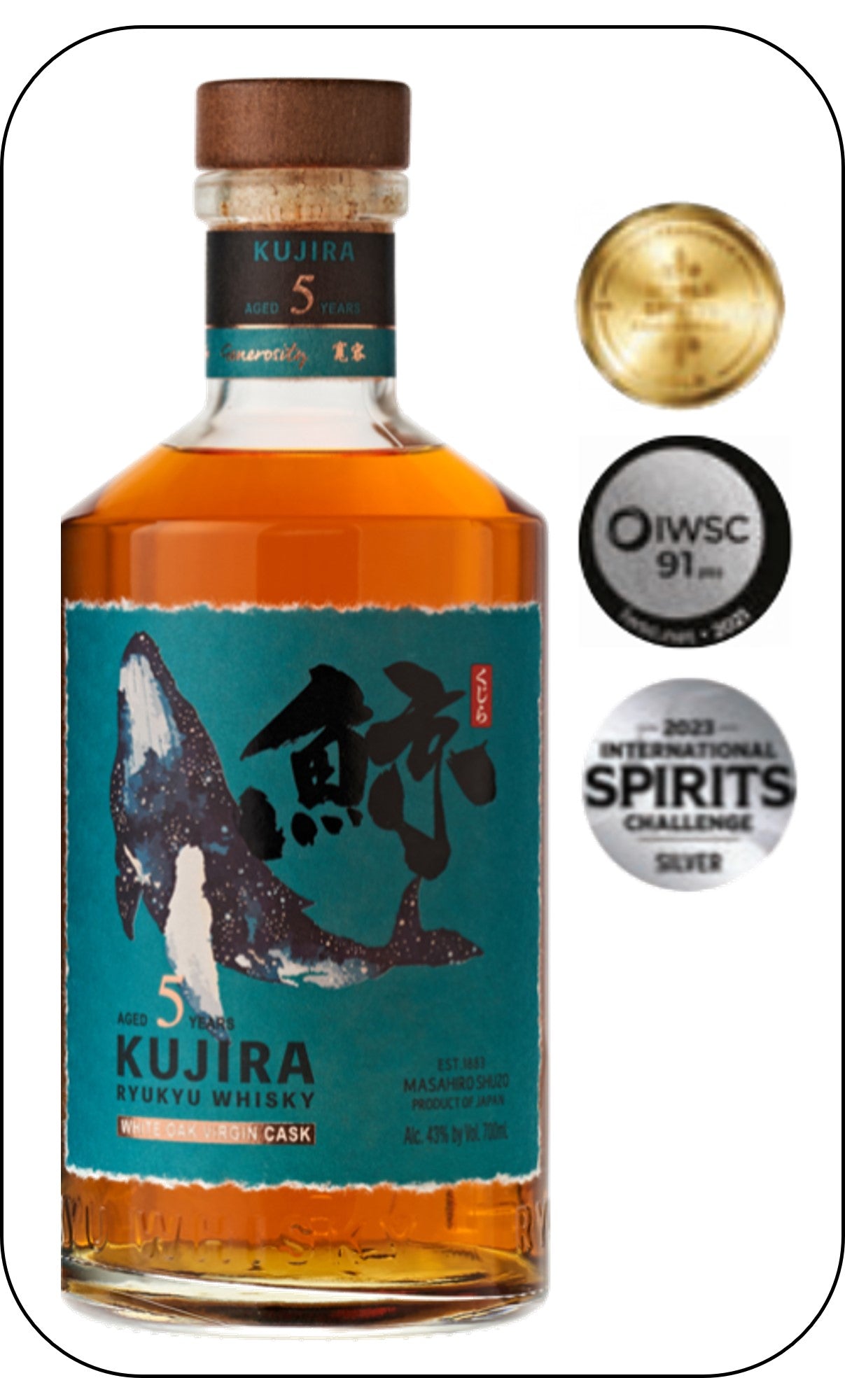 KUJIRA Ryukyu Blended 5 Years Old Whisky - NON CHILL FILTERED