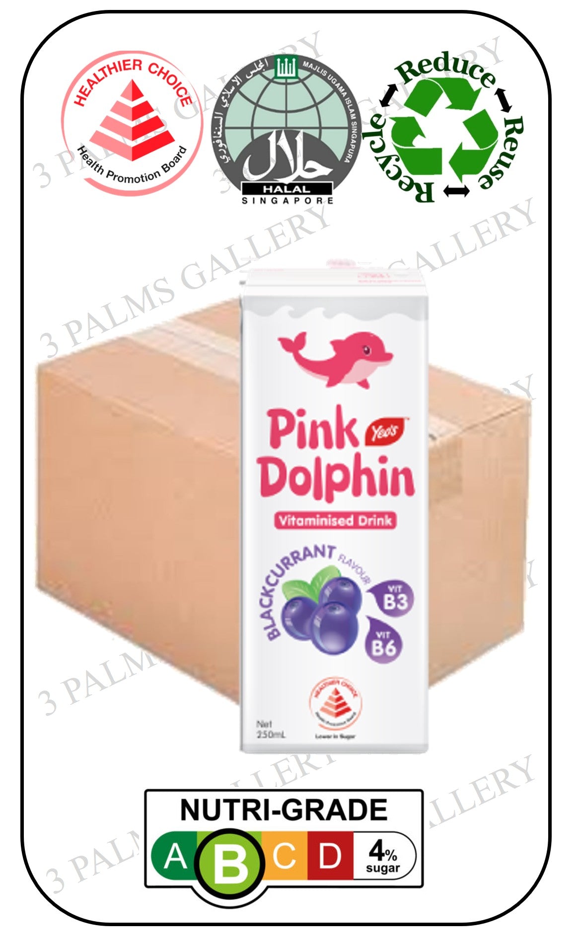 Yeo's Pink Dolphin - Blackcurrant - Vitaminized Drink