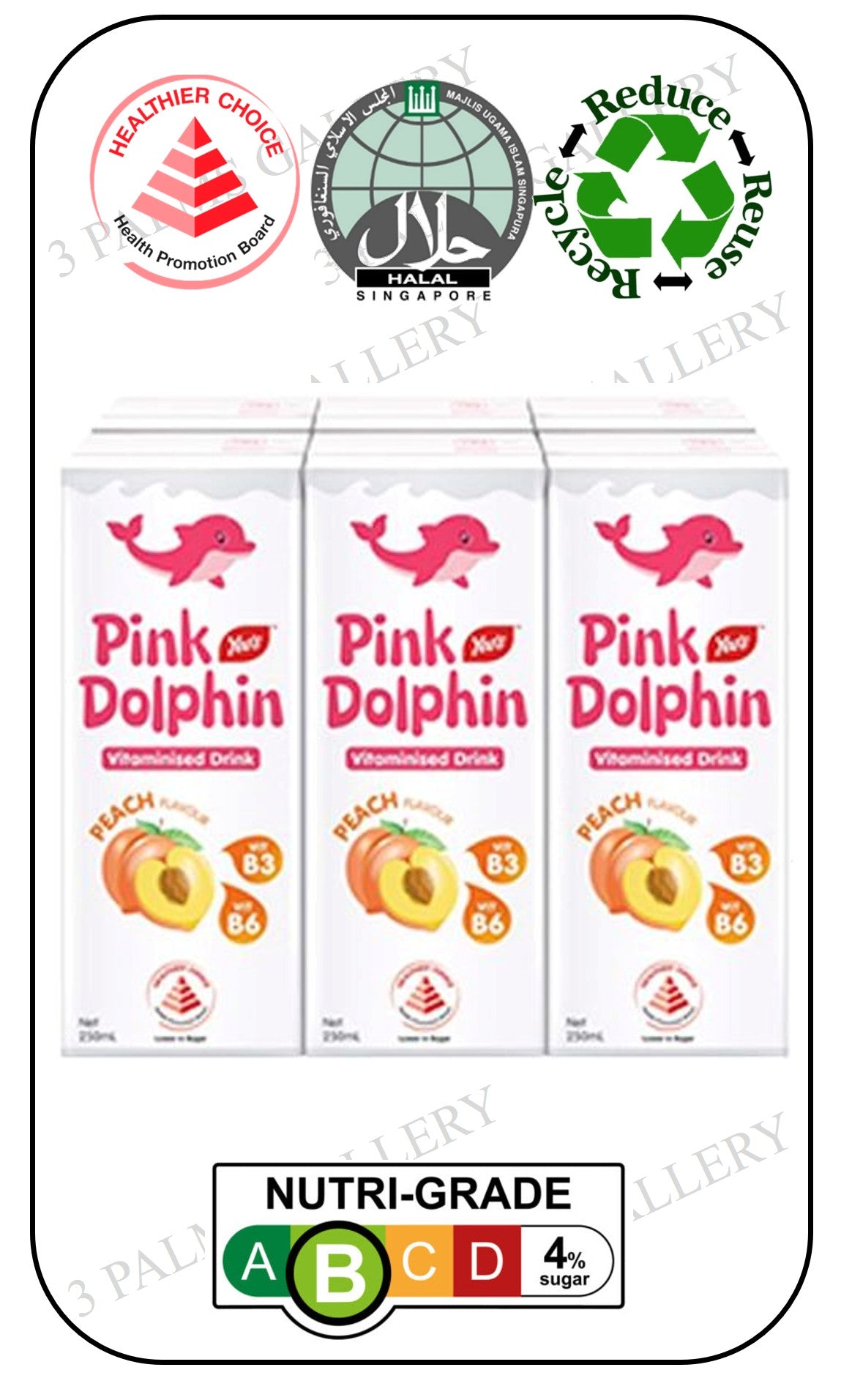 Yeo's Pink Dolphin - Peach - Vitaminized Drink