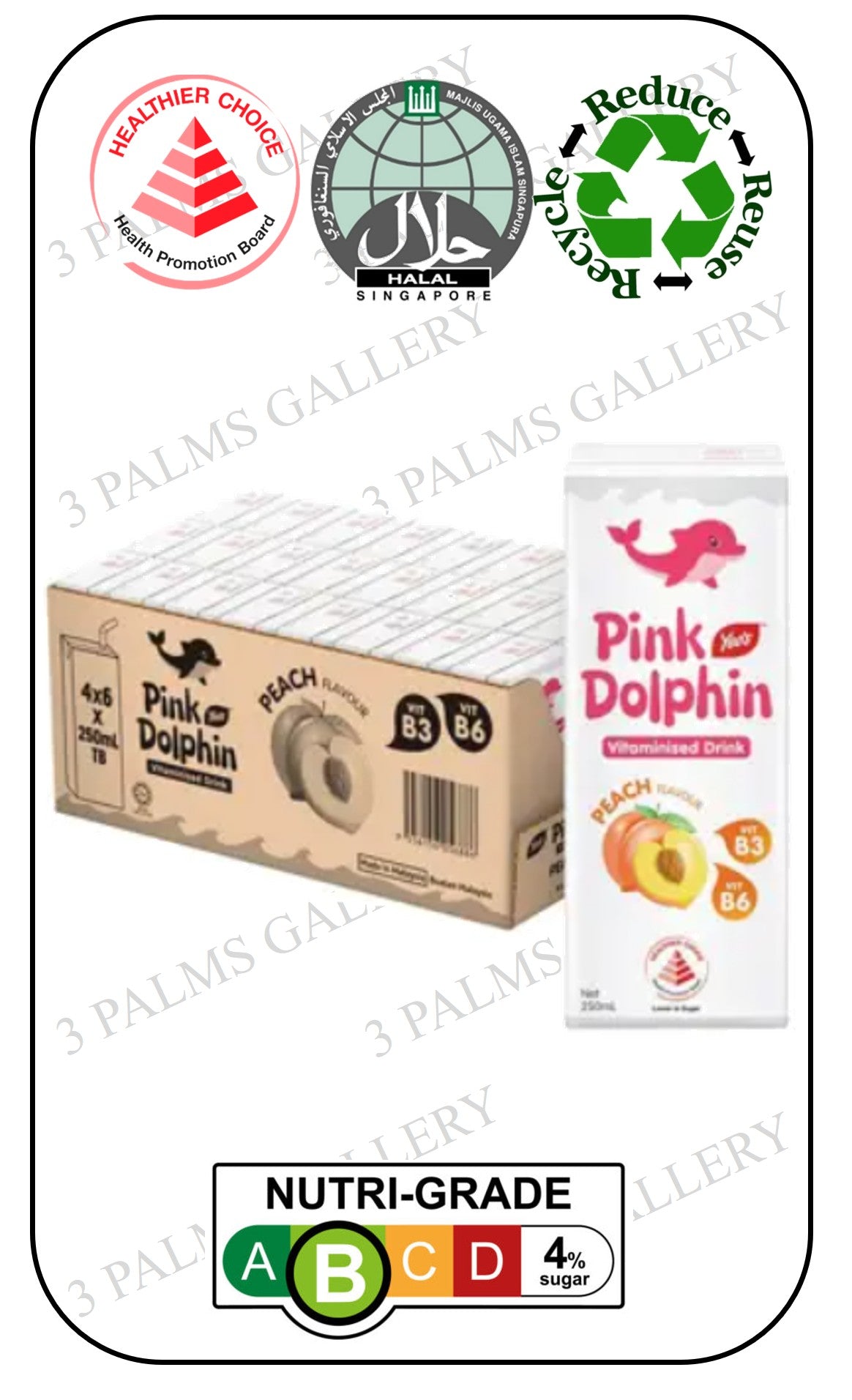 Yeo's Pink Dolphin - Peach - Vitaminized Drink