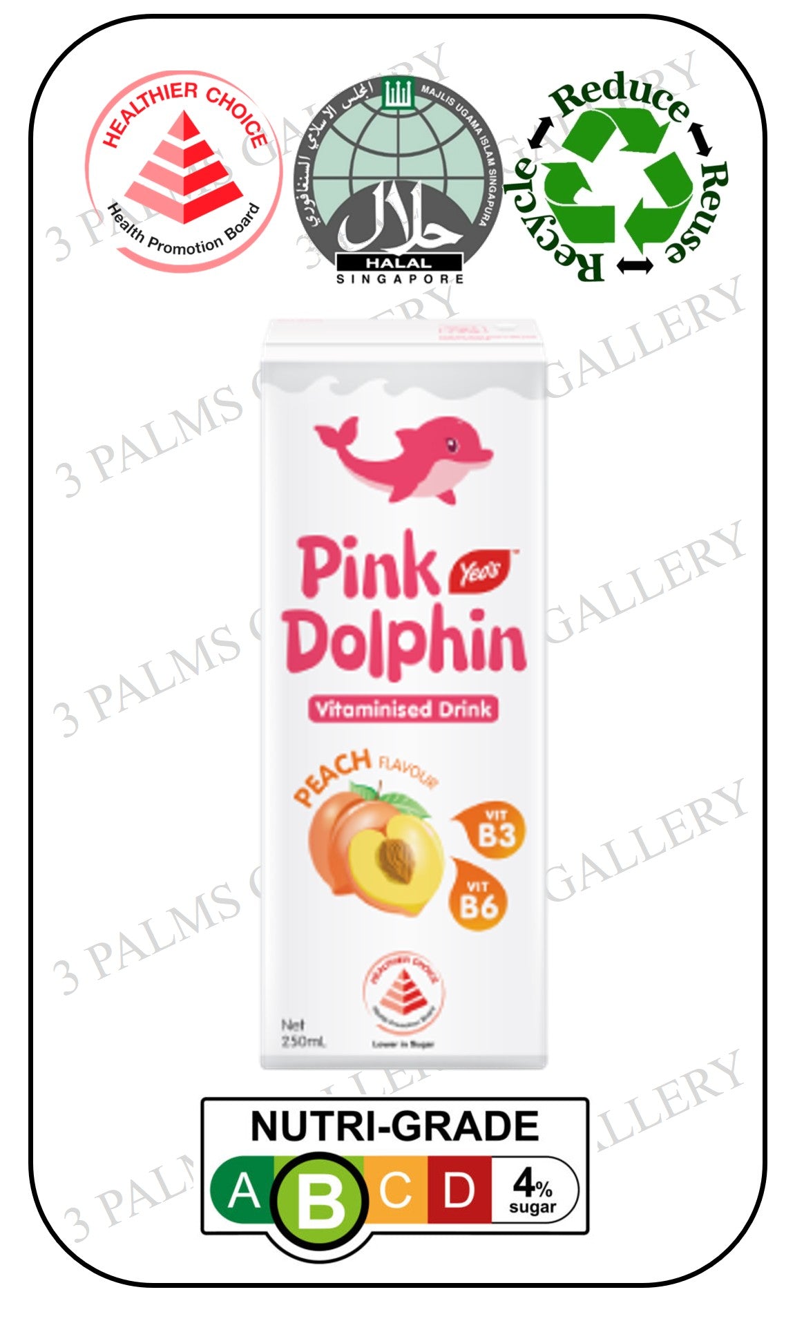 Yeo's Pink Dolphin - Peach - Vitaminized Drink