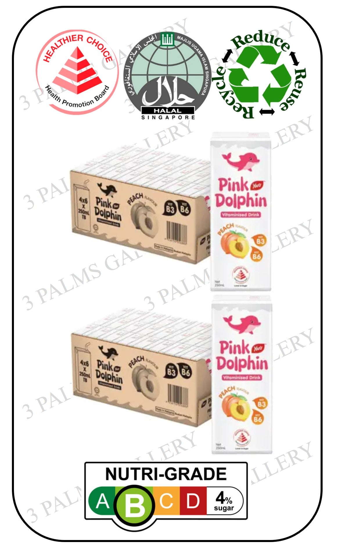 Yeo's Pink Dolphin - Peach - Vitaminized Drink