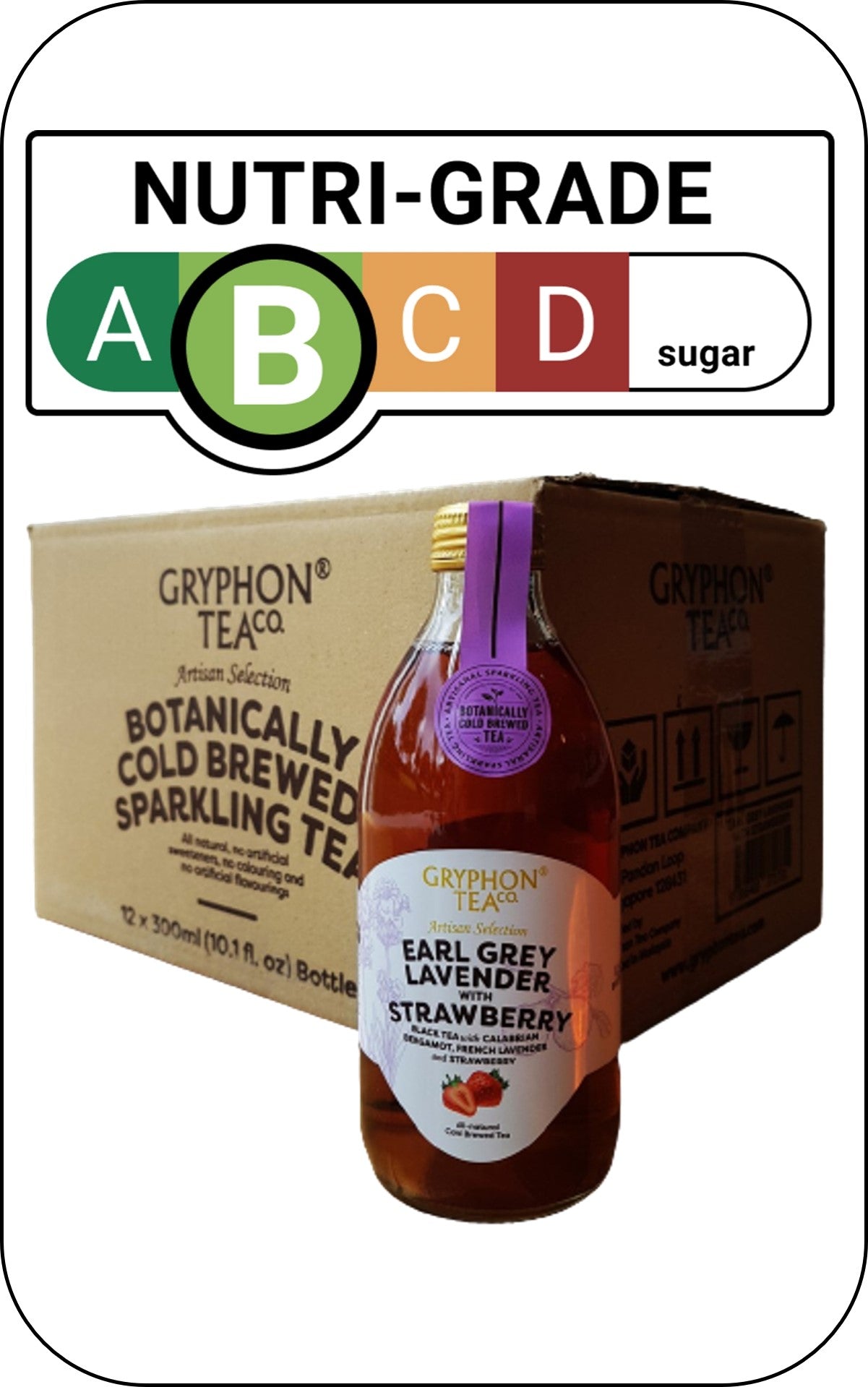 Gryphon Sparkling CBT - Earl Grey Lavender With Strawberry - 300ml Glass Bottle Version