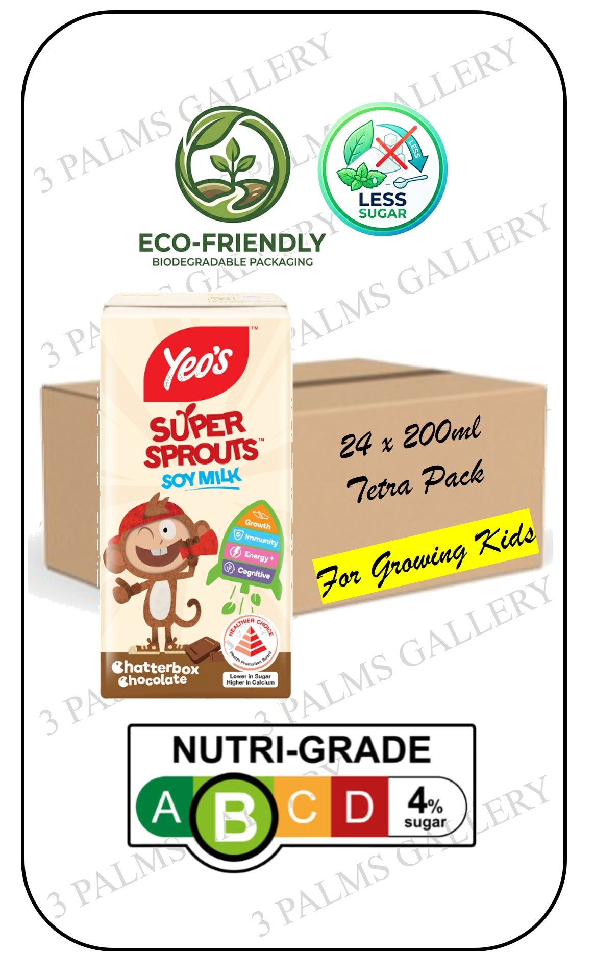 Yeo's SuperSprouts Chocolate Soy Milk - For Growing Kids - Lactose Free - No Preservatives - Vegan Friendly