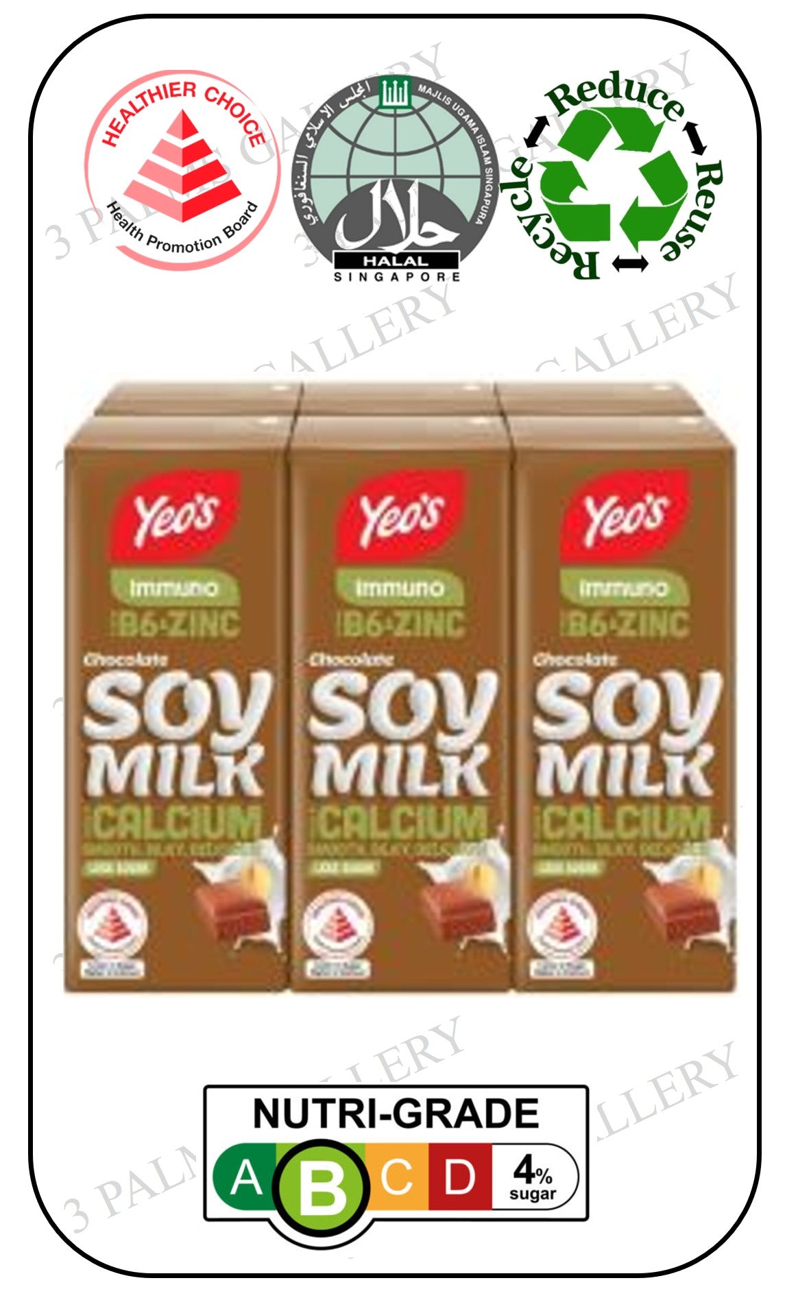 Yeo's Immuno Soy Chocolate Milk - B6 + Zinc + Calcium (Lactose Free)