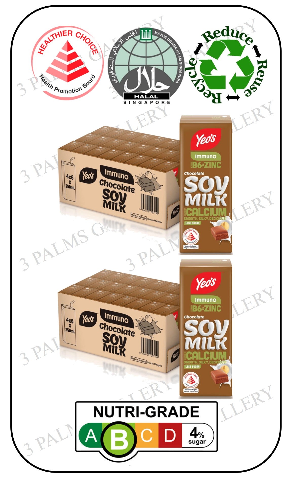 Yeo's Immuno Soy Chocolate Milk - B6 + Zinc + Calcium (Lactose Free)